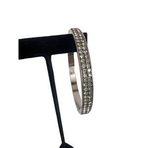 Vintage Rhinestone Silver Tone Bangle Bracelet Glamorous